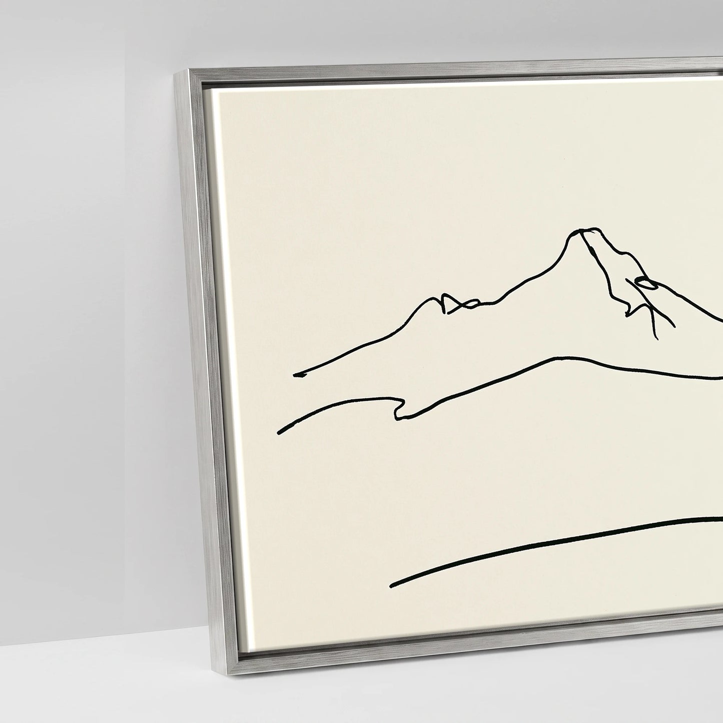 Minimalist Equine Horizon - artwork detail in an antique silver float frame