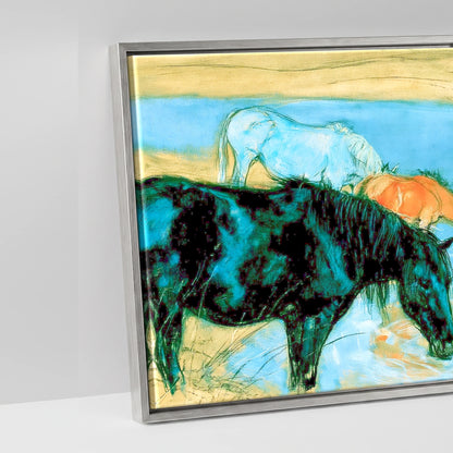 The Cerulean Stream - artwork detail in an antique silver float frame