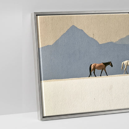 Journey Beneath Azure Peaks - artwork detail in an antique silver float frame