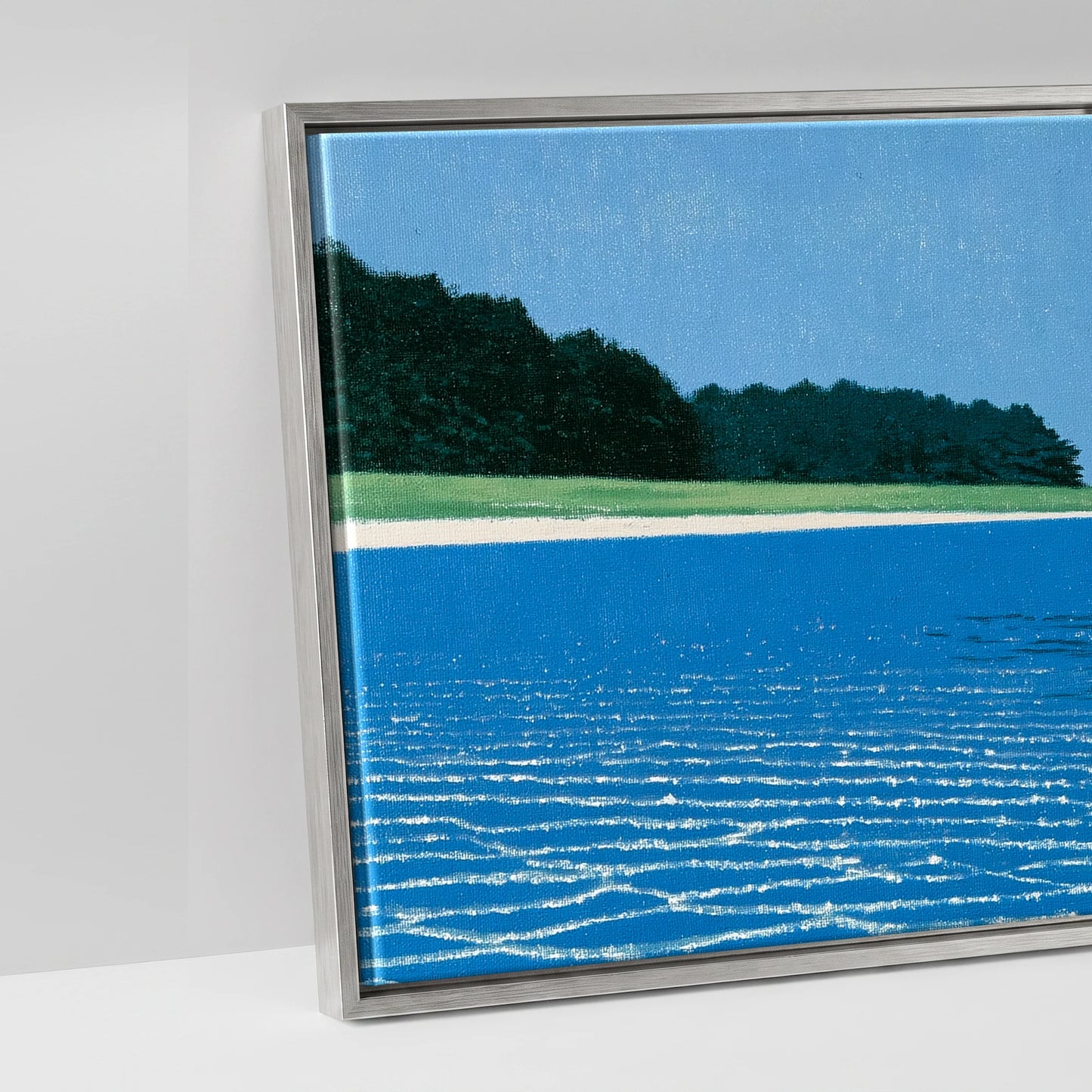 Through the Azure Shallows - artwork detail in an antique silver float frame