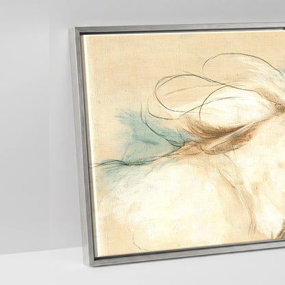 Azure Herd Study - artwork detail in an antique silver float frame