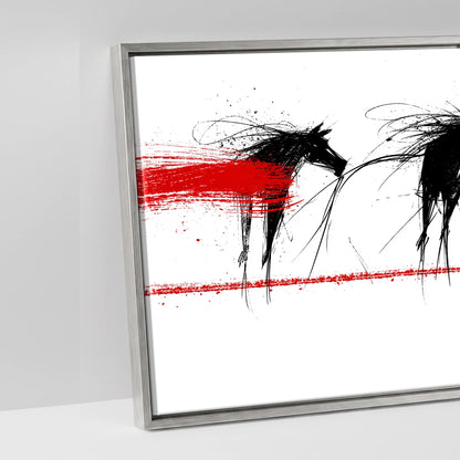 The Crimson Line - artwork detail in an antique silver float frame