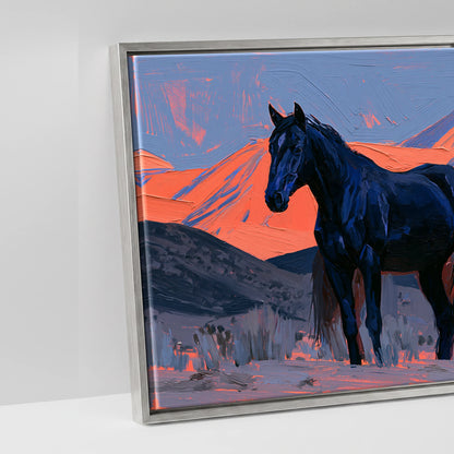 Horses of the Painted Ridge - artwork detail in an antique silver float frame