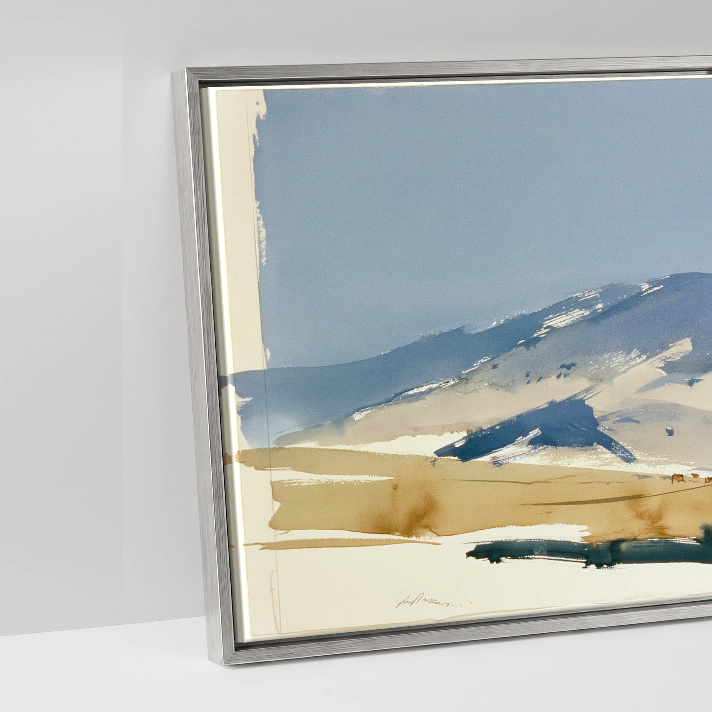 Stillness on the Range - artwork detail in an antique silver float frame