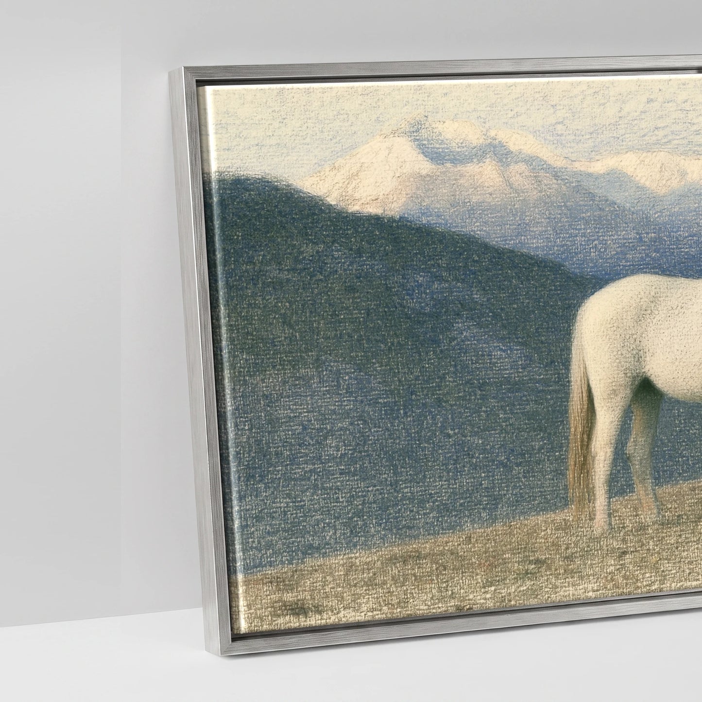 Highland Stillness - artwork detail in an antique silver float frame