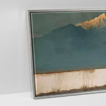 The Gilded Peak - artwork detail in an antique silver float frame