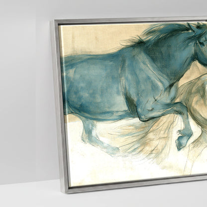 The Three Strides - artwork detail in an antique silver float frame
