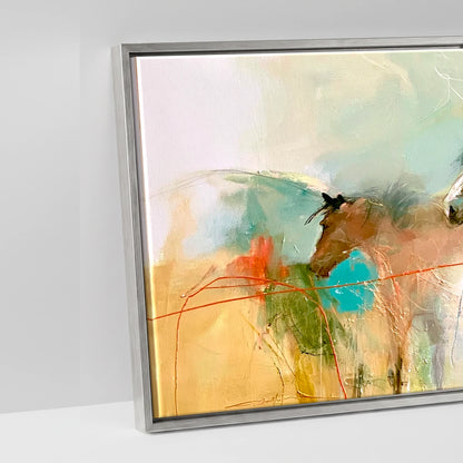 Expressive Equine Horizon - artwork detail in an antique silver float frame
