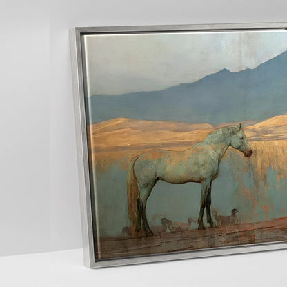 Gilded Shoreline Reflections - artwork detail in an antique silver float frame