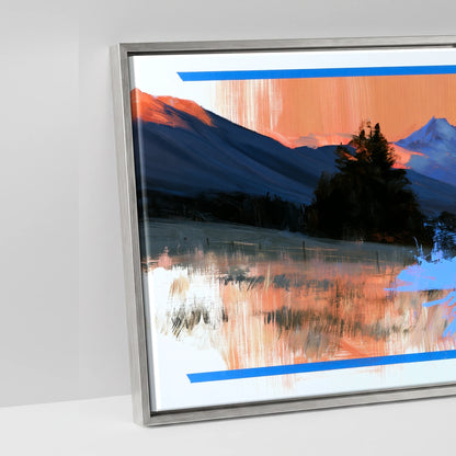 Alpine Glow and Azure - artwork detail in an antique silver float frame
