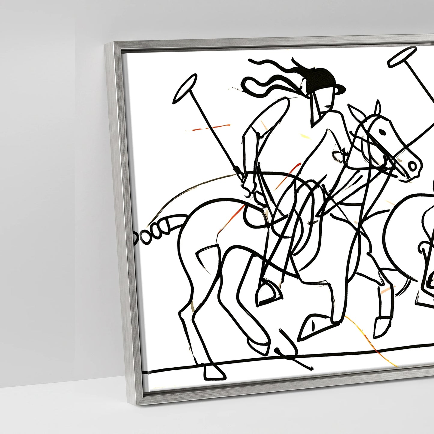 The Line of Play - artwork detail in an antique silver float frame