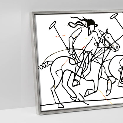 The Line of Play - artwork detail in an antique silver float frame