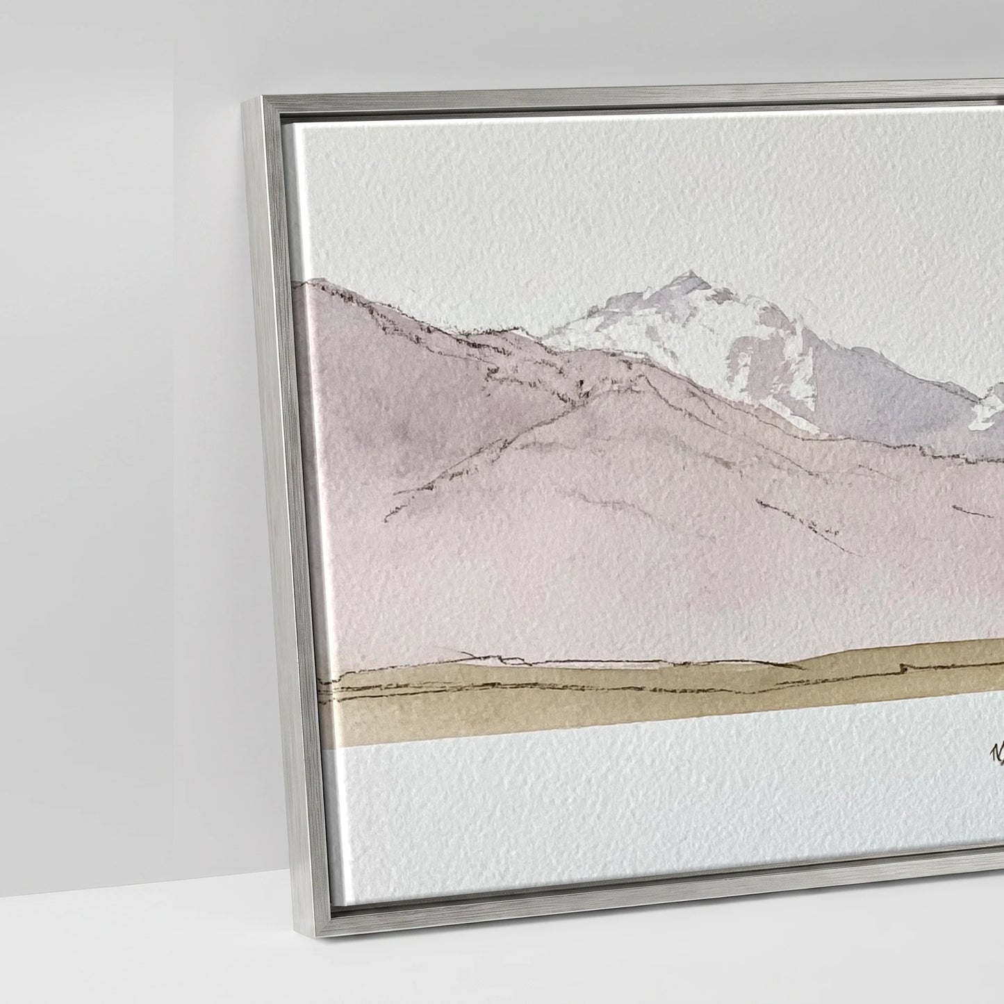 Quiet of the Range - artwork detail in an antique silver float frame