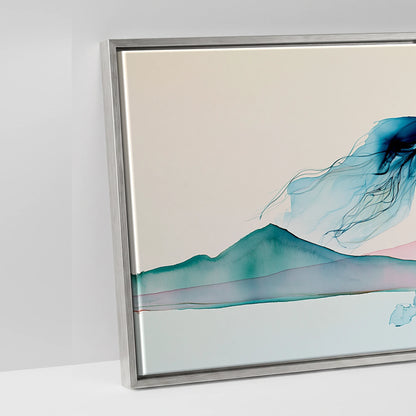Ethereal Blue Stride - artwork detail in an antique silver float frame