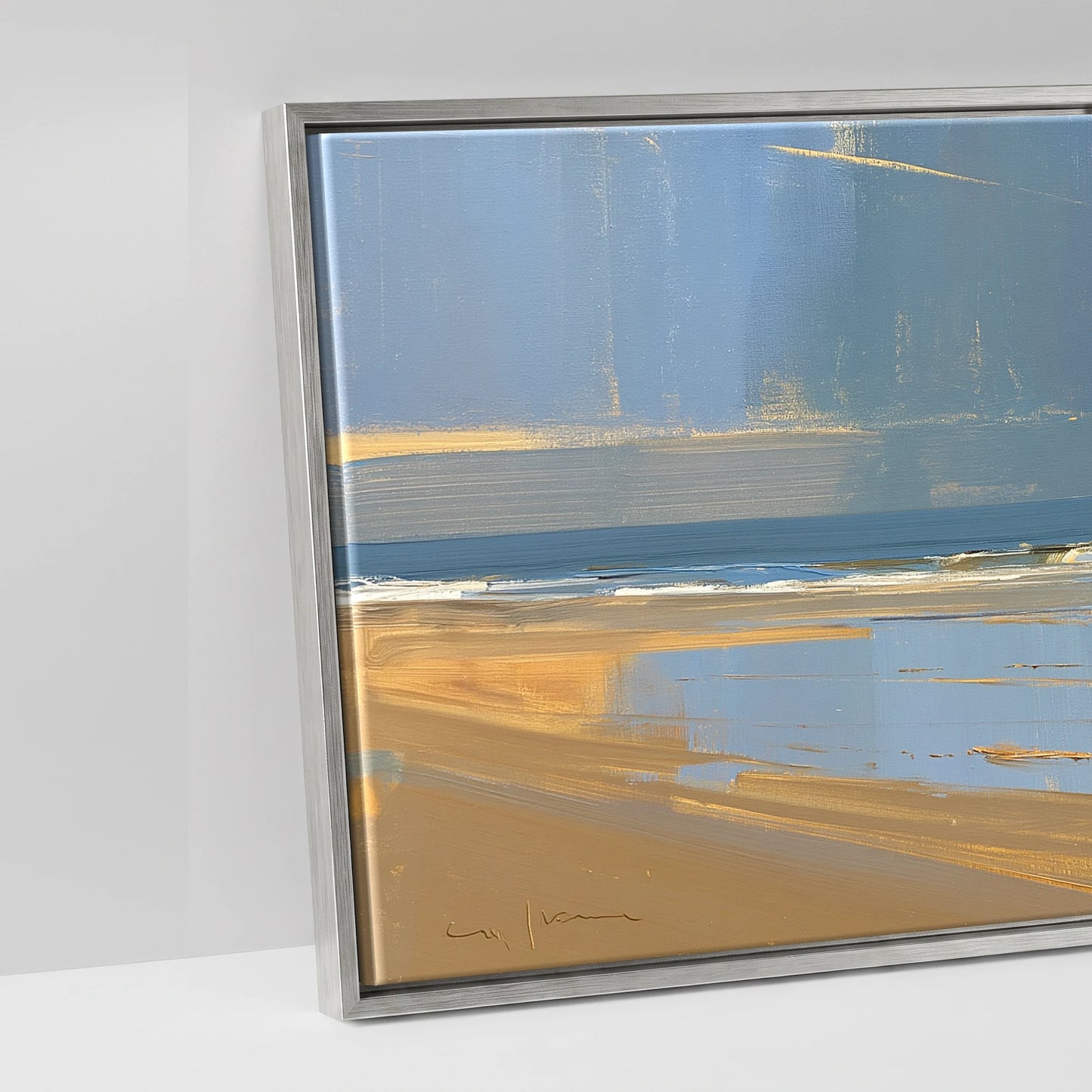 The Coastal String - artwork detail in an antique silver float frame
