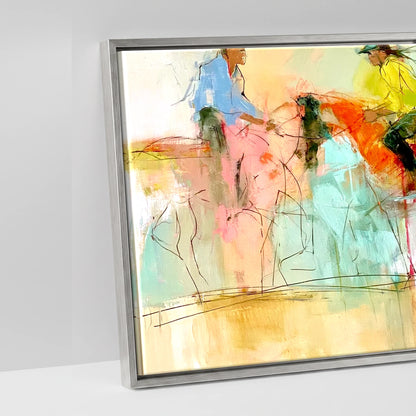 The Vibrant Canter - artwork detail in an antique silver float frame