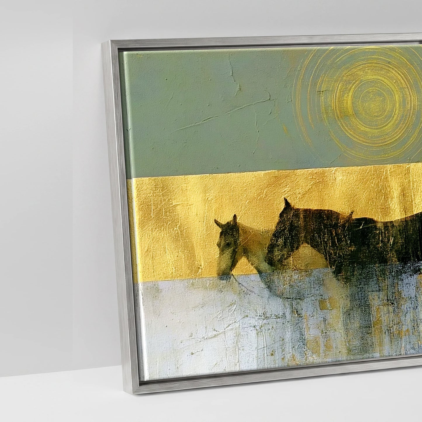 The Gilded String - artwork detail in an antique silver float frame