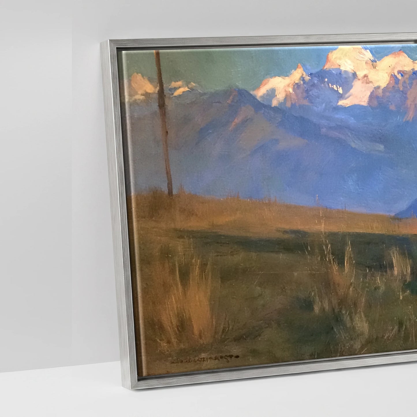 Alpine Slumber - artwork detail in an antique silver float frame