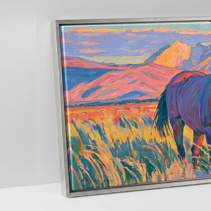 Vibrant High Country Grazing - artwork detail in an antique silver float frame