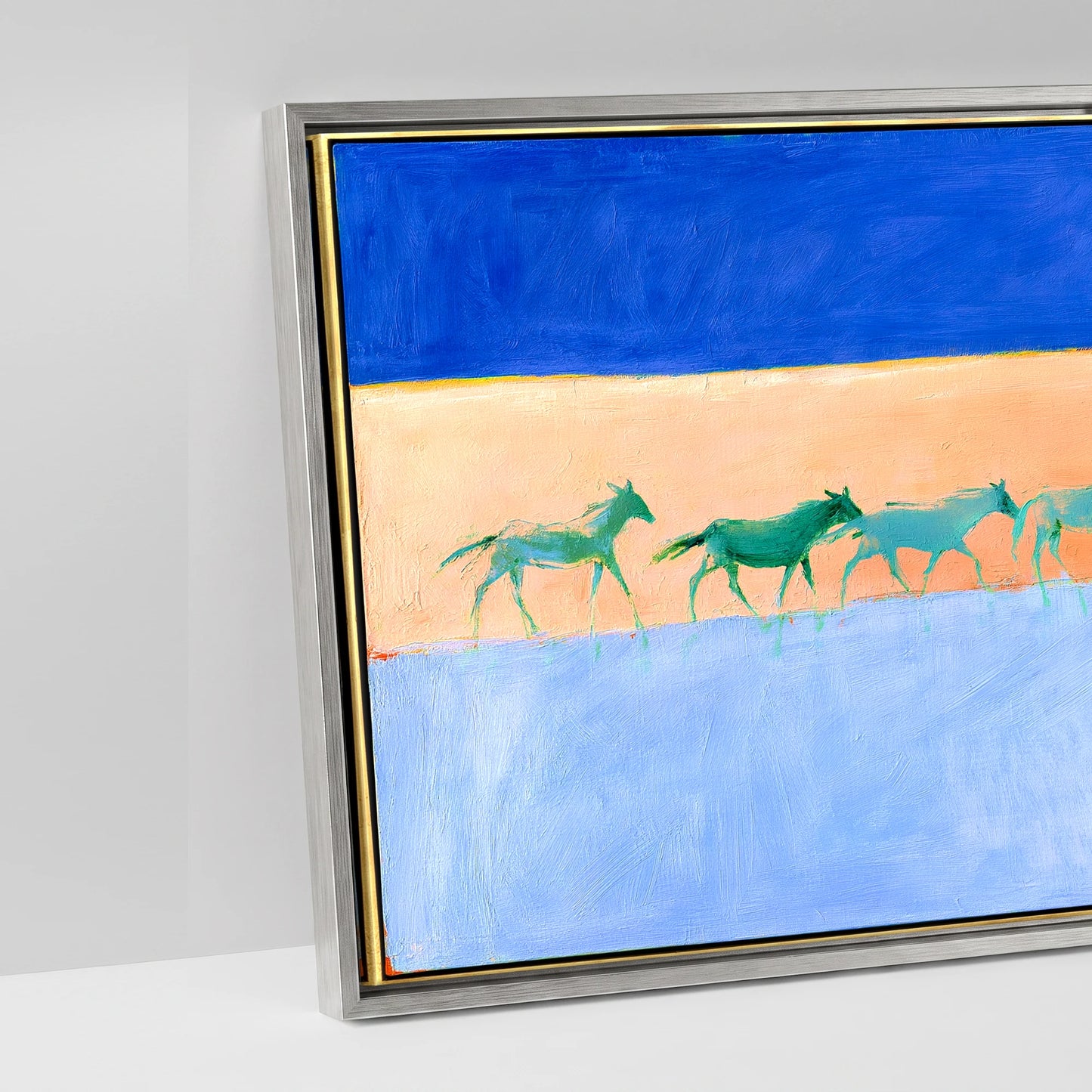Bold Equine Horizon - artwork detail in an antique silver float frame
