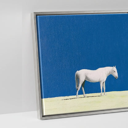 Solitude in Blue - artwork detail in an antique silver float frame