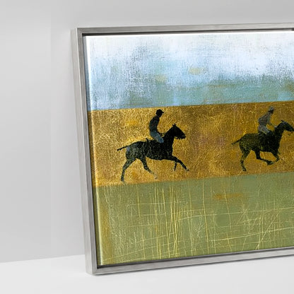Gilded Pursuit - artwork detail in an antique silver float frame