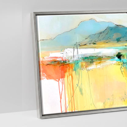 Vibrant Equine Horizon - artwork detail in an antique silver float frame