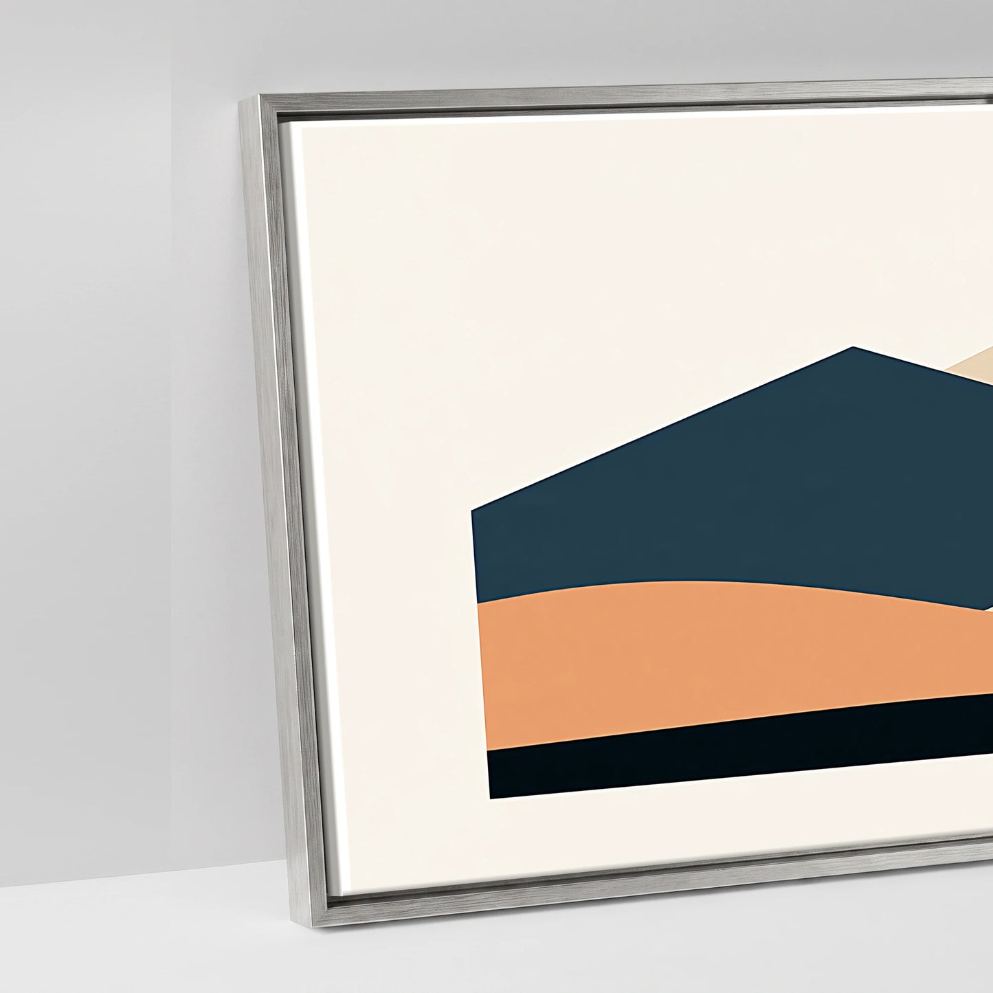 Geometric Equine Horizon - artwork detail in an antique silver float frame