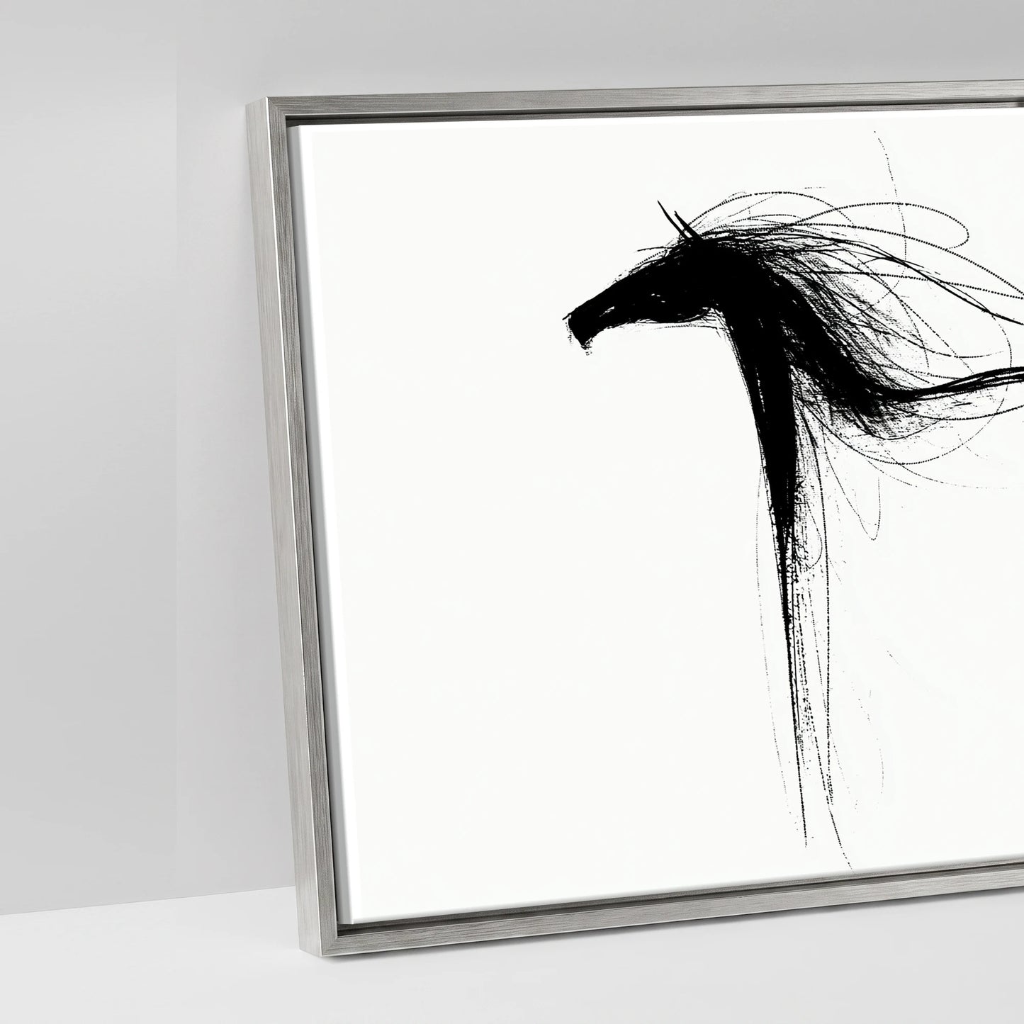 Crimson Streak Equines - artwork detail in an antique silver float frame