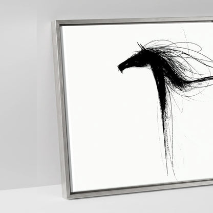 Crimson Streak Equines - artwork detail in an antique silver float frame