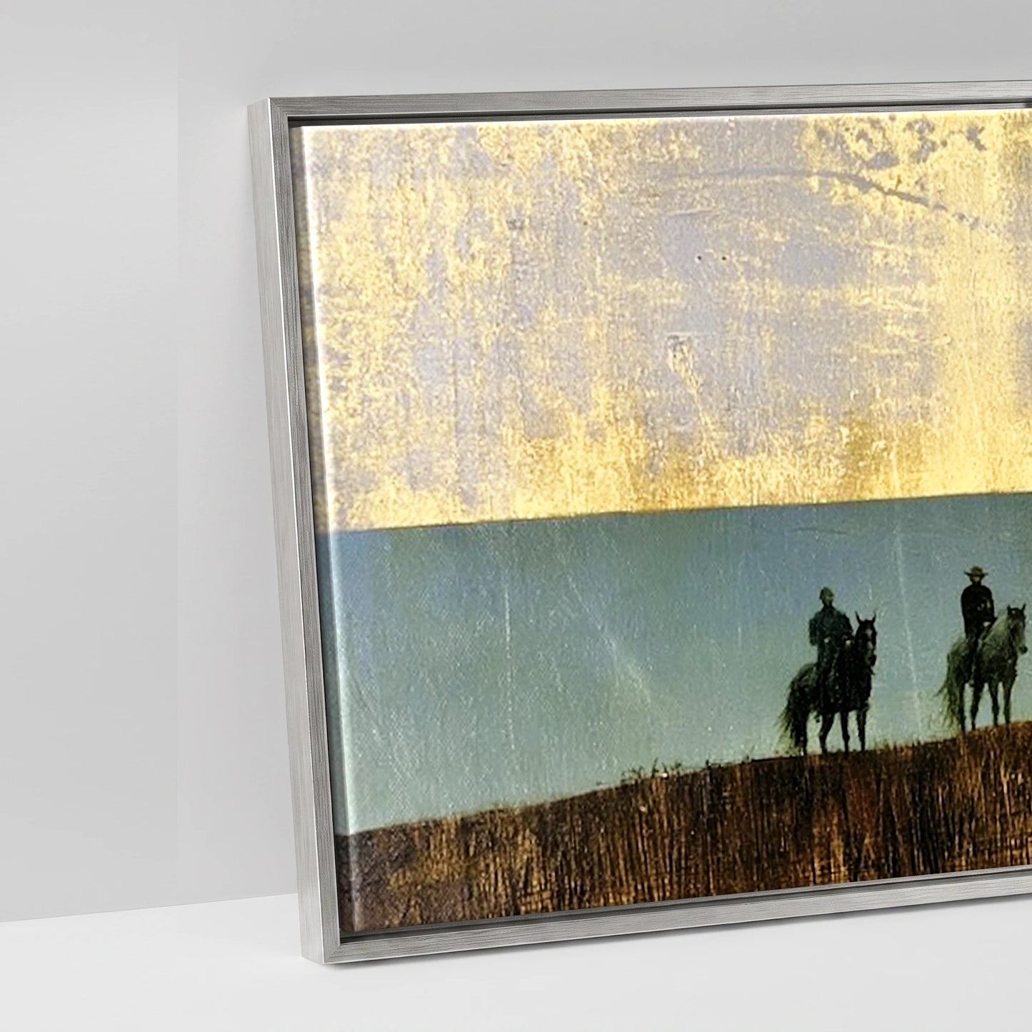 The Gilded Ridge - artwork detail in an antique silver float frame