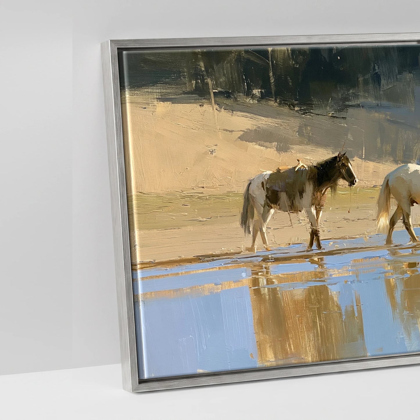 Sunlit Shallows - artwork detail in an antique silver float frame