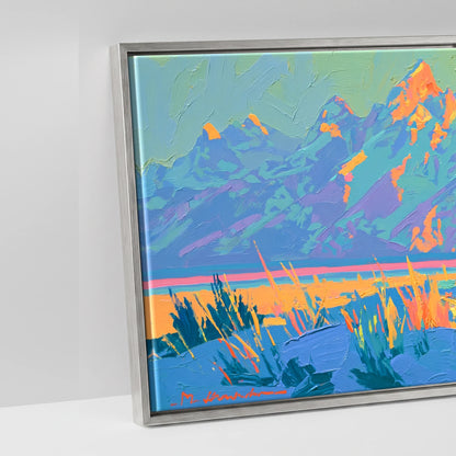 Wild Cobalt Range - artwork detail in an antique silver float frame