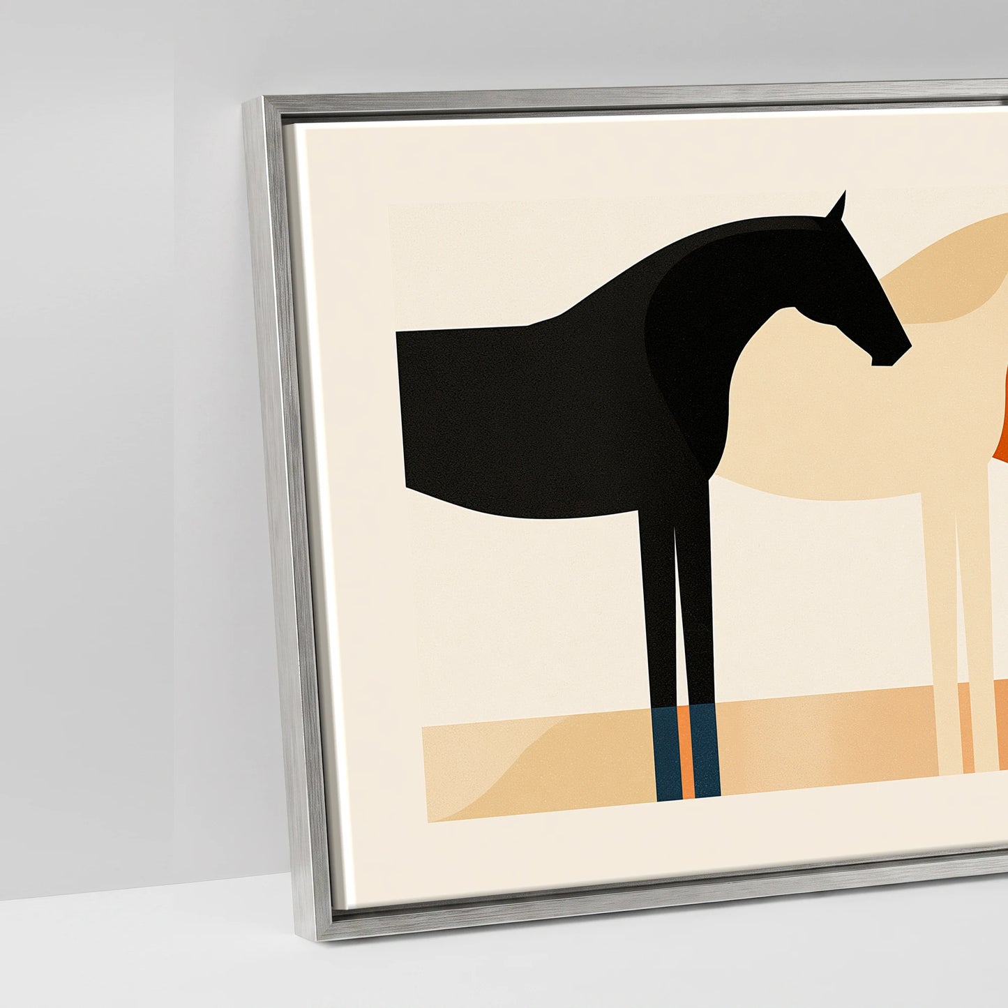 Geometric Equine Harmony - artwork detail in an antique silver float frame
