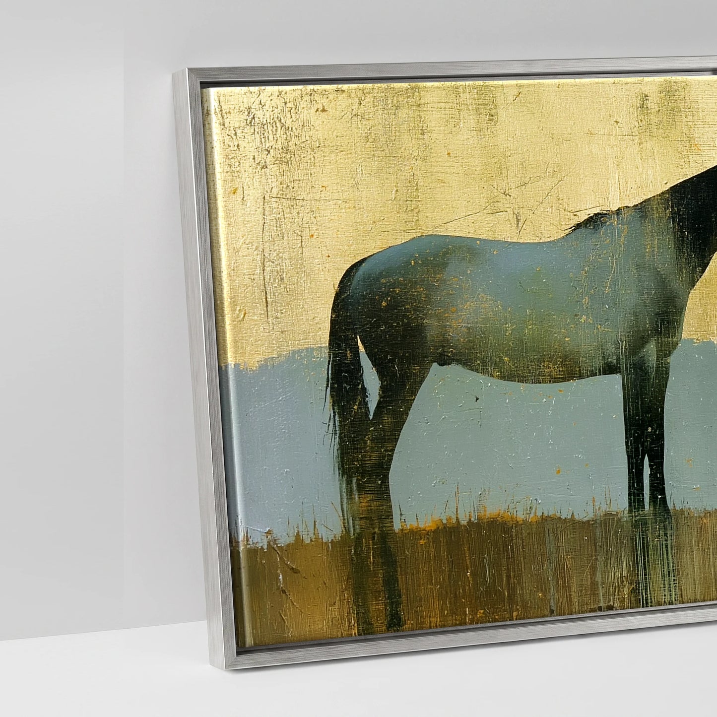 Gilded Pastures - artwork detail in an antique silver float frame