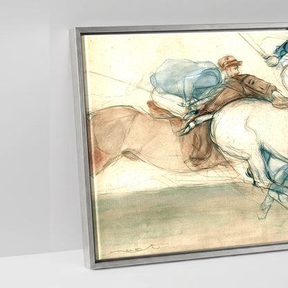 The Polo Sequence - artwork detail in an antique silver float frame