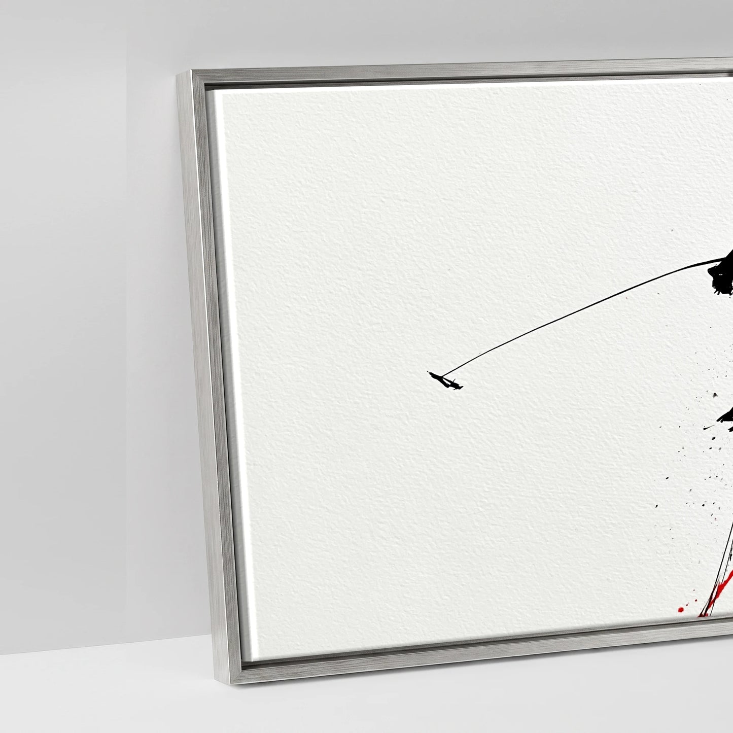 Crimson Polo Pursuit - artwork detail in an antique silver float frame