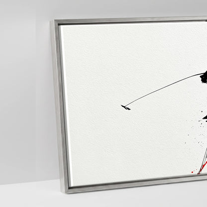 Crimson Polo Pursuit - artwork detail in an antique silver float frame