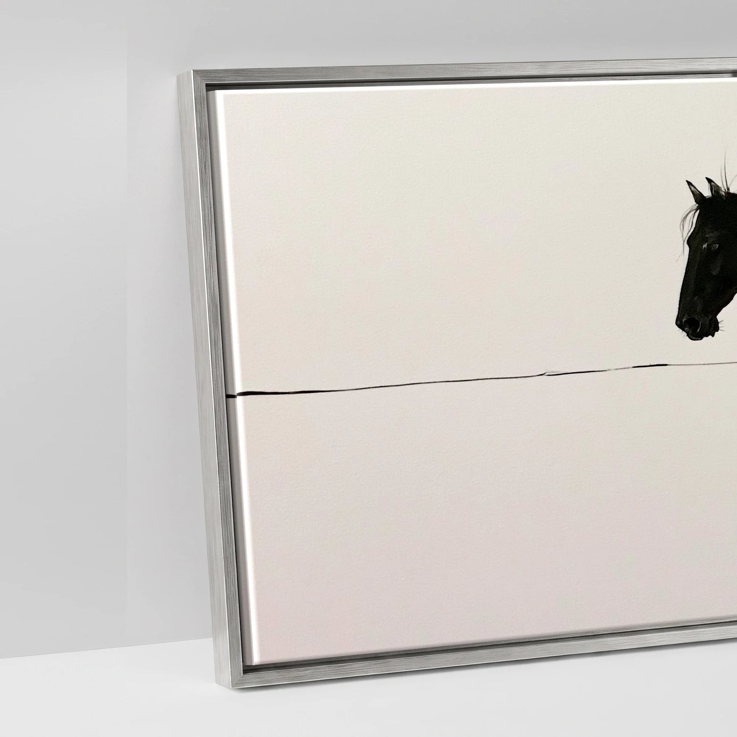 Equine Ink Horizon - artwork detail in an antique silver float frame