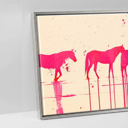 Magenta Equine Wash - artwork detail in an antique silver float frame
