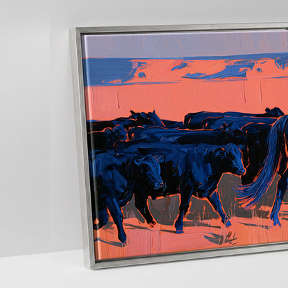 Desert Drover - artwork detail in an antique silver float frame
