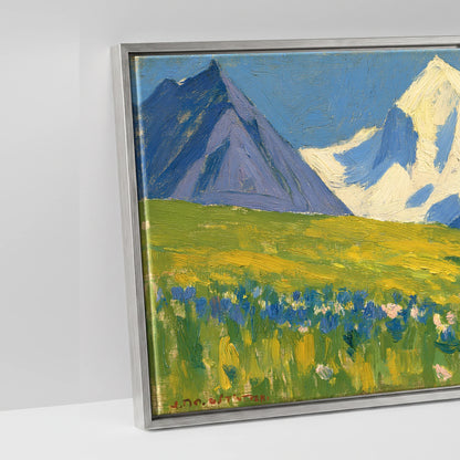 Vibrant Mountain Pasture - artwork detail in an antique silver float frame