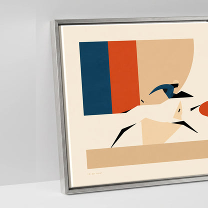 Retro Polo Pursuit - artwork detail in an antique silver float frame