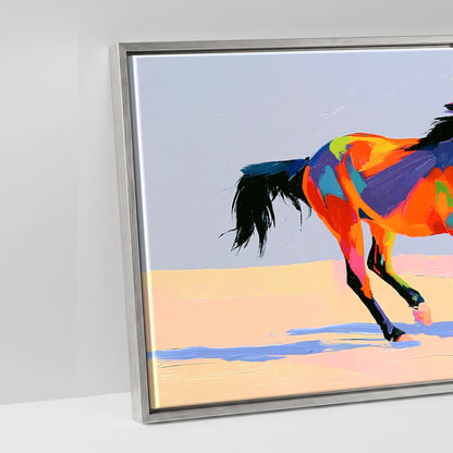 Vivid Stride - artwork detail in an antique silver float frame