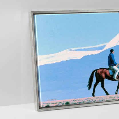 Beneath Vast Peaks - artwork detail in an antique silver float frame
