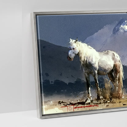 Mountain Solitude - artwork detail in an antique silver float frame