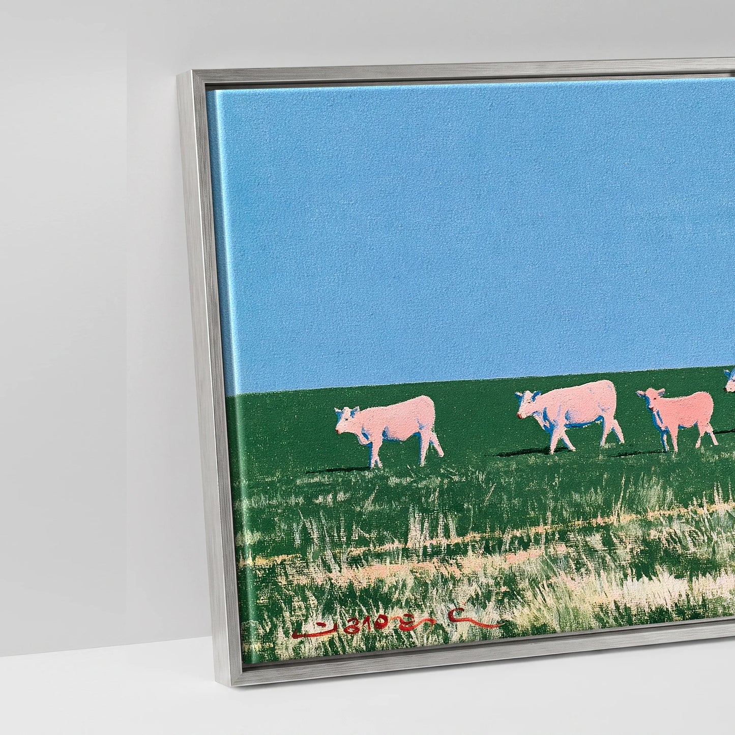 Big Sky Drover - artwork detail in an antique silver float frame
