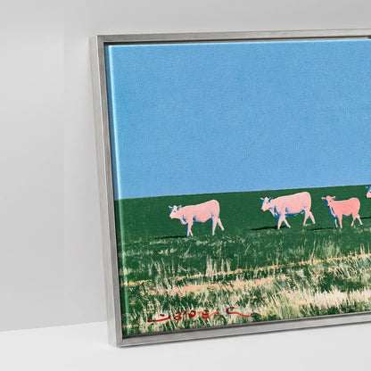 Big Sky Drover - artwork detail in an antique silver float frame