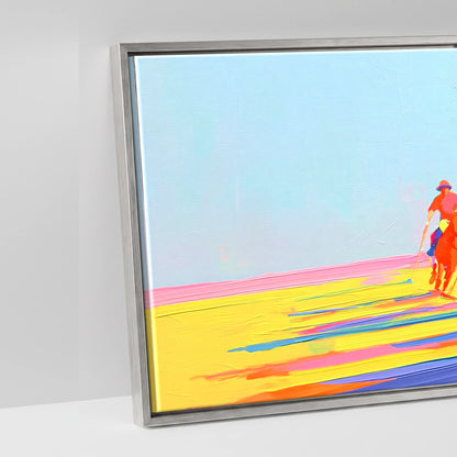Technicolour Polo Charge - artwork detail in an antique silver float frame