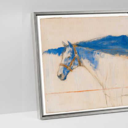 Abstract Ultramarine Horizon - artwork detail in an antique silver float frame